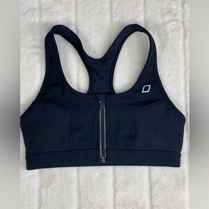 Lorna‎ Jane Black Reflective Sports Bra Womens Small Front Zip/Mesh/Racerback